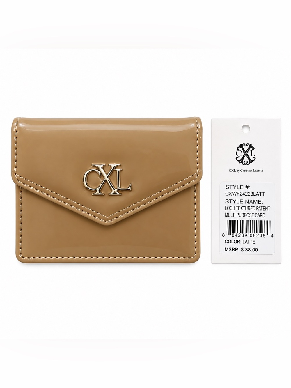 CXL Christian Lacroix Latte Patent Multipurpose Card Holder